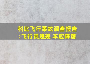 科比飞行事故调查报告:飞行员违规 本应降落